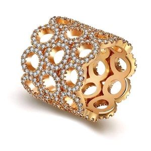 Cubic Zirconia Infinity Shape Gold Color 18MM Ring